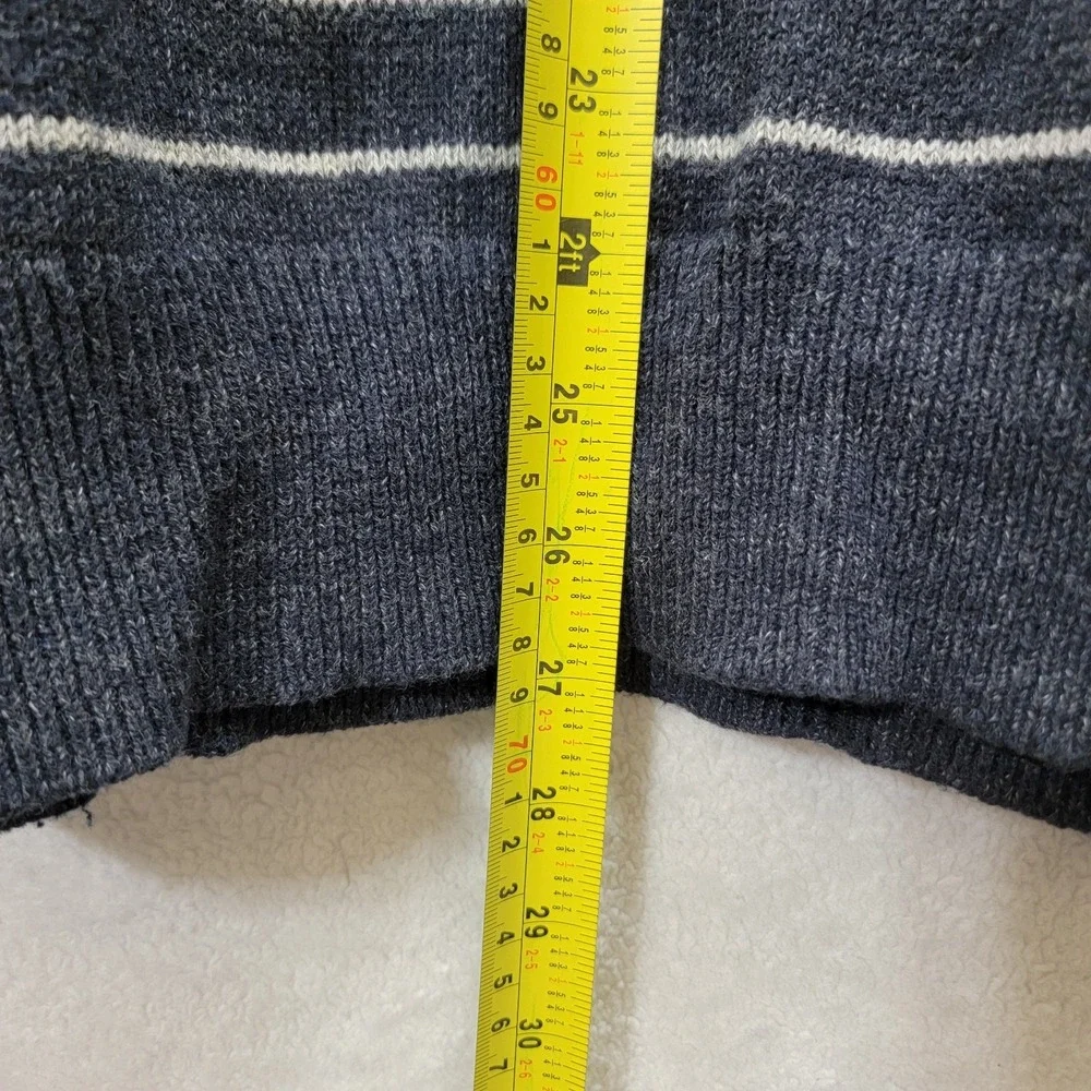 J. Crew‎ Men's Large Wool Blend Long Sleeve Striped Crewneck Blue Sweater Preppy